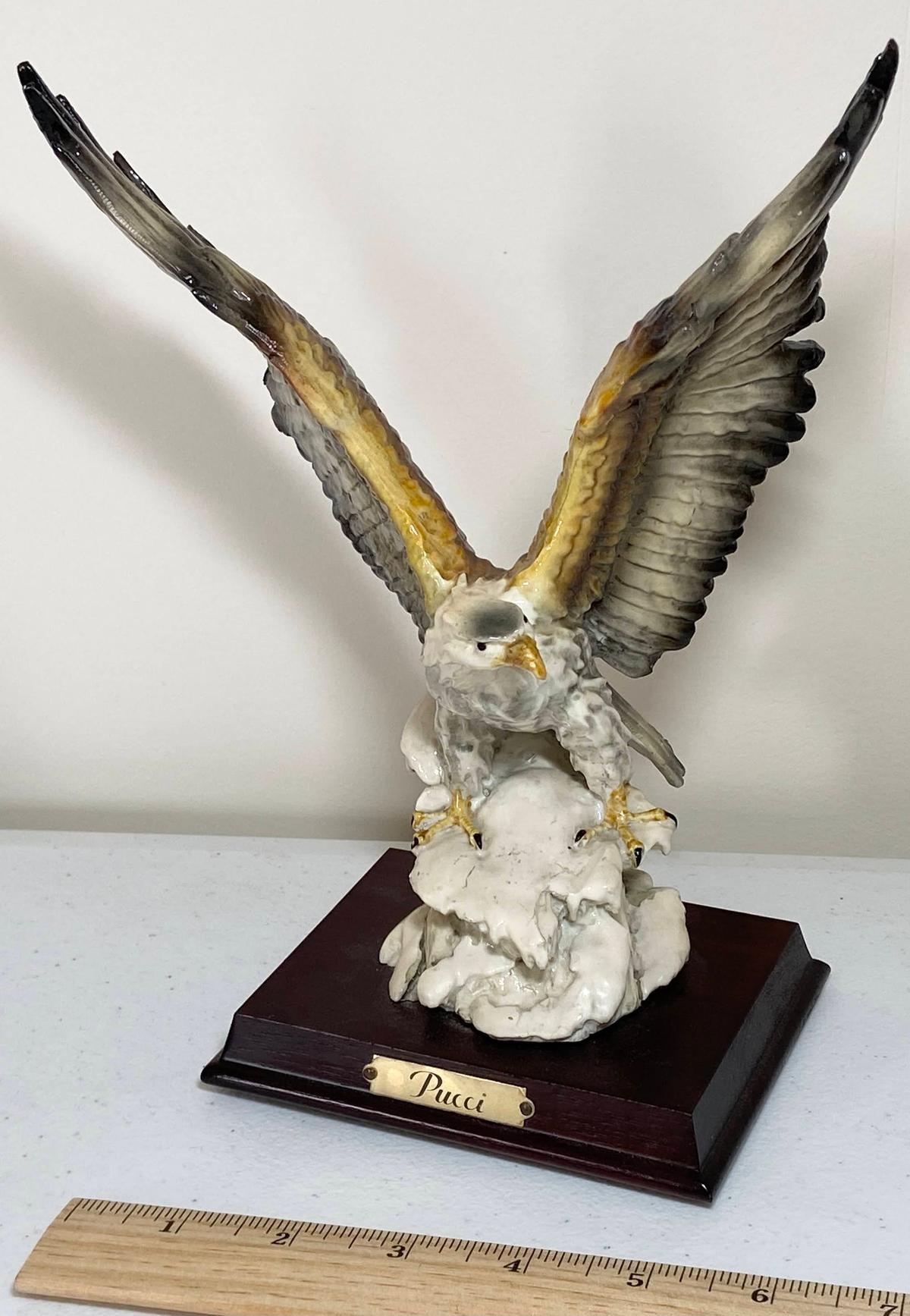 “Pucci” Porcelain Eagle on Wooden Base