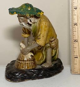 Oriental Hand Made Mud Man - Fisherman