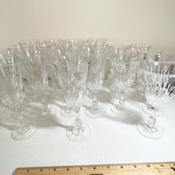 21 pc Lot of Amazing Crystal Stemware with 2 Divided Fabric Caddies