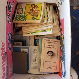 Box Lot of Miscellaneous Paper Items, S&H Green Stamp Books, Masonic Books and More