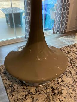 Pretty Gray Glass Table Lamp with Shade