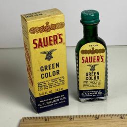 Vintage Sauer’s Green Food Color with Bottle & Box
