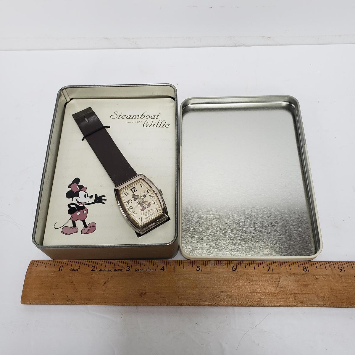 Disney Mickey Mouse Steamboat Willie Watch in Original Tin