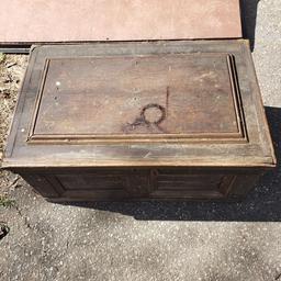 Antique Wood Tool Box with Removable Tray, Brass Screws and Corner Molds