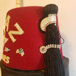 Hejaz Shriners Vintage Iconic Burgundy Wool Fez Hat and Case