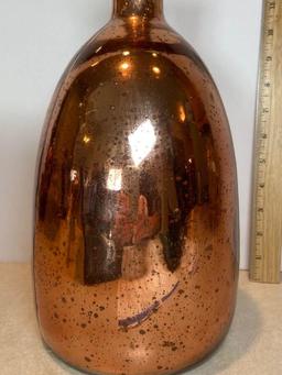 Unique Copper Tone Glass Vase with Rhinestone Accent