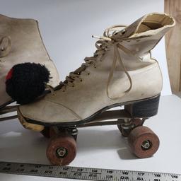 Vintage Roller Derby Roller Skates With Pom Poms And Bells