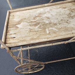 Antique Collapsible Tea Cart/Server, Wood and Metal Art Deco