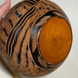 Beautifully Carved Vintage Wooden Vessel with Lid & Fish Design