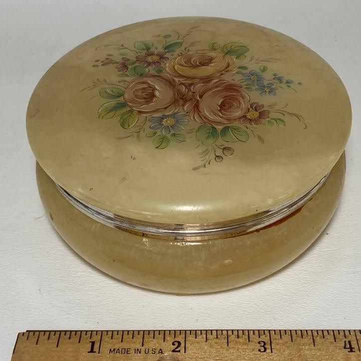 Vintage Italian Trinket Box with Floral Lid