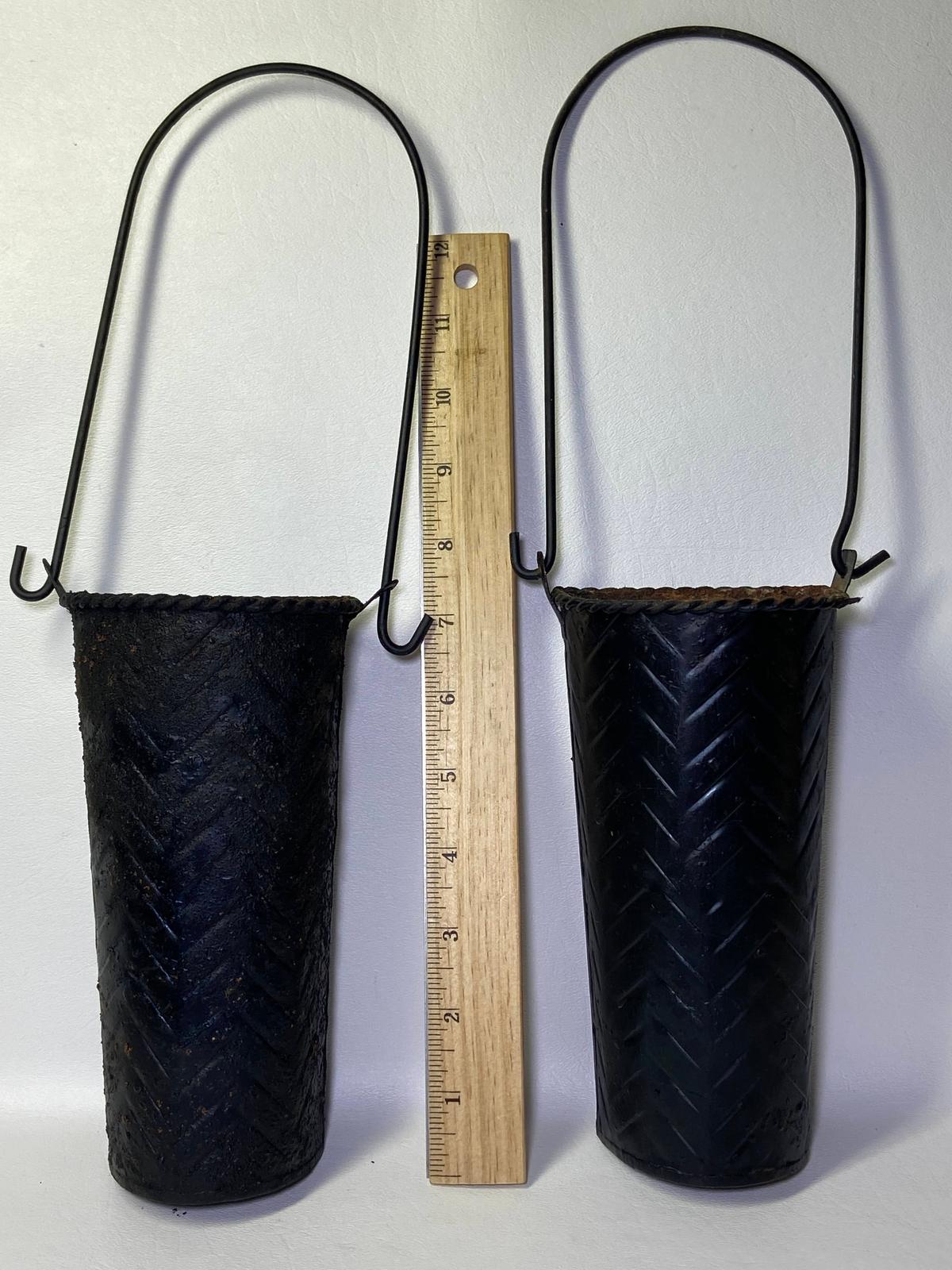 Pair of Black Metal Wall Pockets