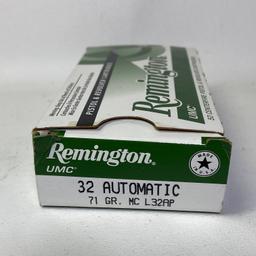 PARTIAL BOX - 42 Count - Remington 32 Automatic 71 Gr. MC L32AP Pistol & Revolver Cartridges