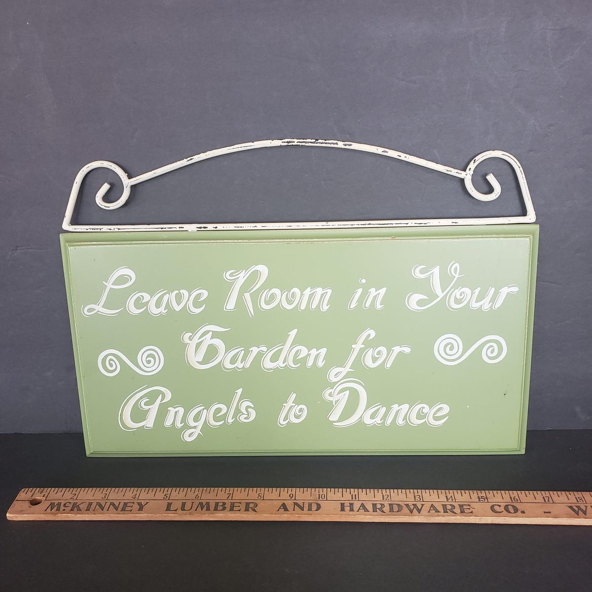 Wood and Metal Garden Sign “Leave Room In Your Garden For Angels To Dance”
