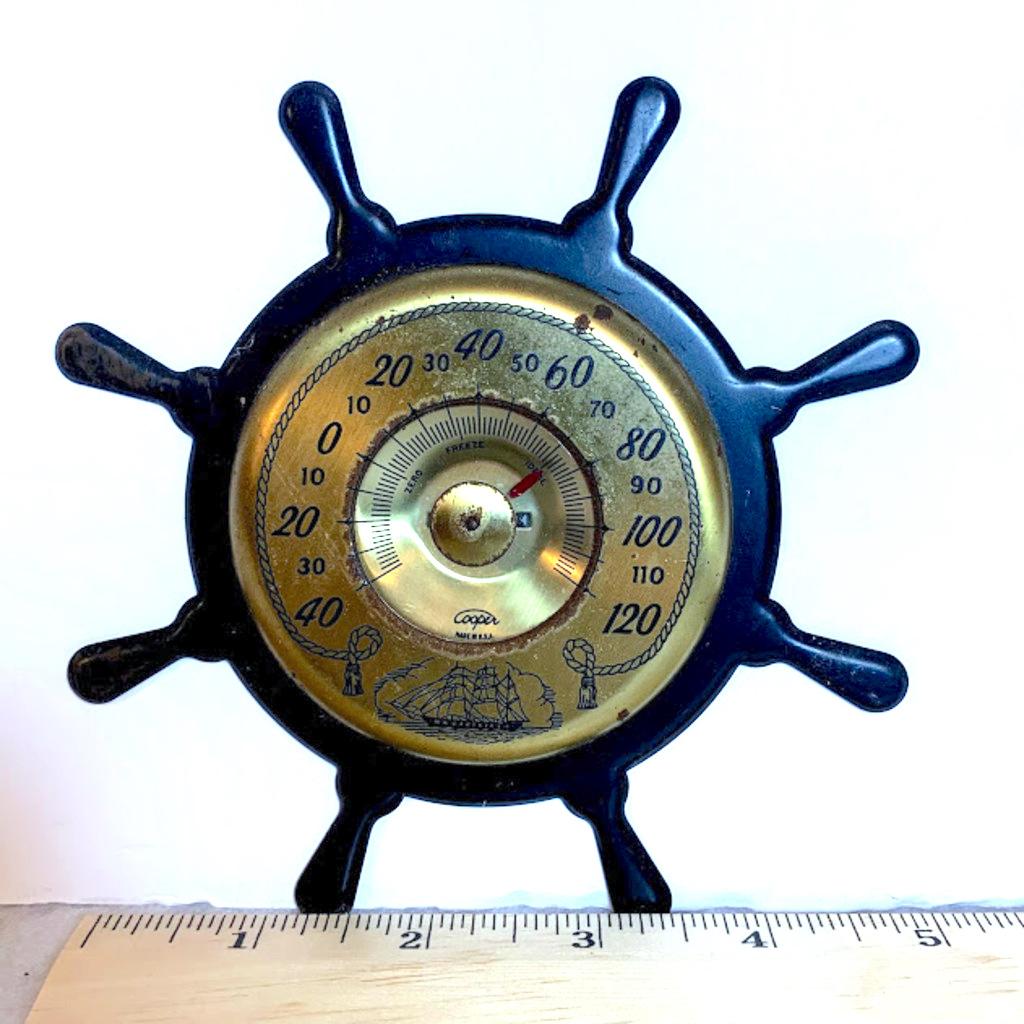 Vintage Ship's Wheel Thermometer