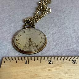 Vintage Calvert 10 K Rolled Gold Plate Pocket Watch with Chain