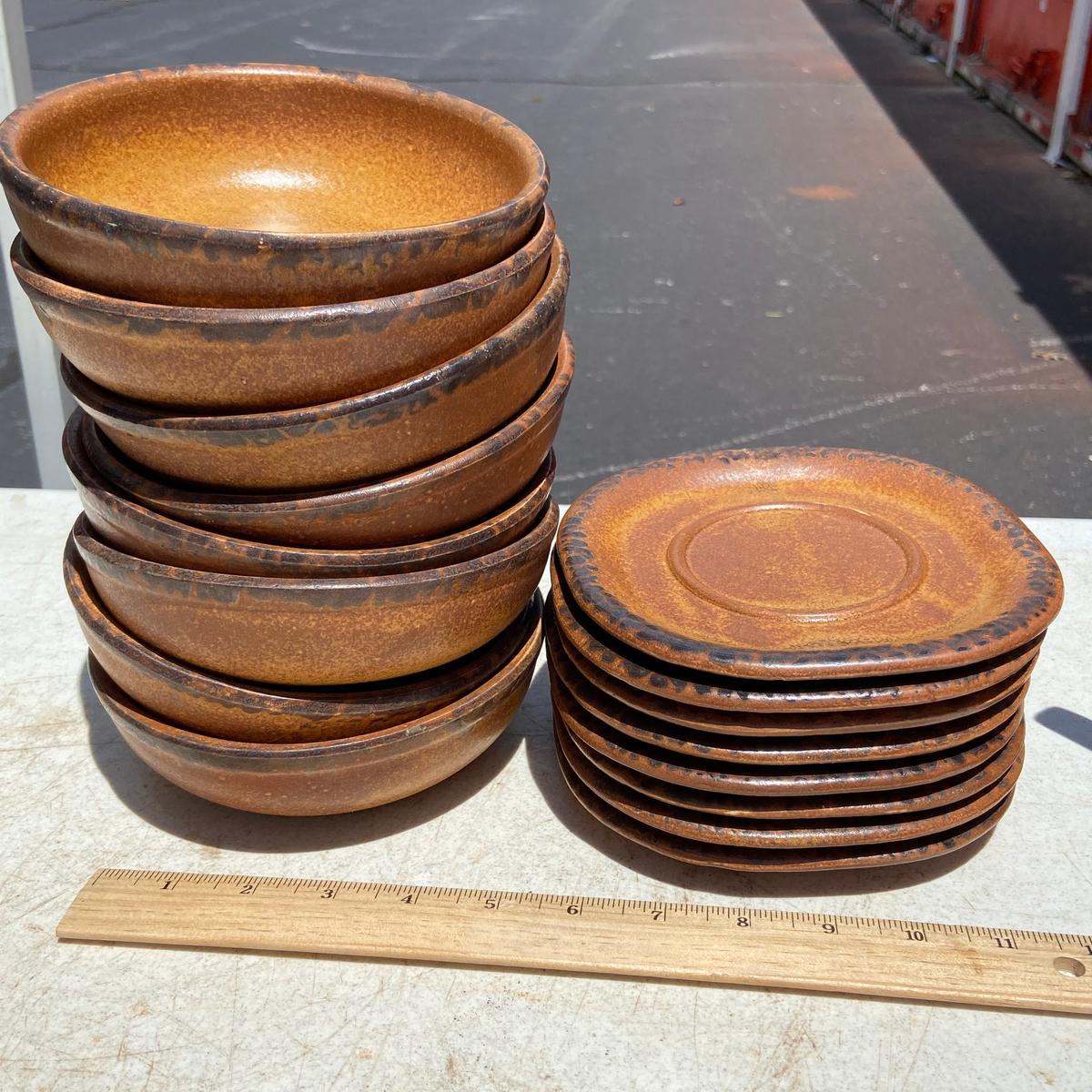 Lot of 8 Vintage McCoy Bowls & 8 Saucers