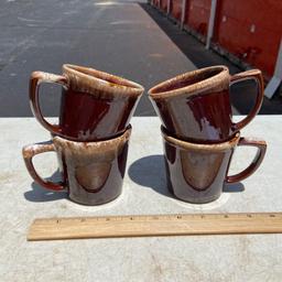 Lot of 4 McCoy Brown Drip Vintage Mugs