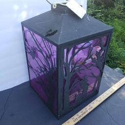 Metal Halloween Lantern with Purple Tint Film