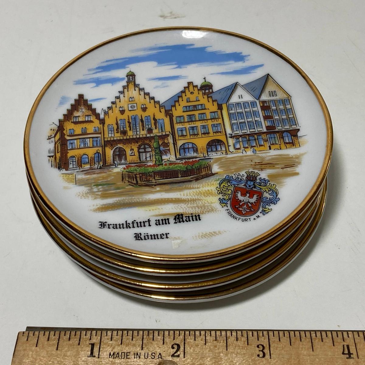 Set of 4 German Porcelain Coasters with 24K Accent