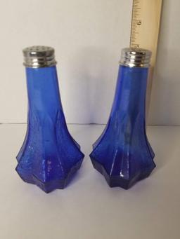 Cobalt Glass Salt and Pepper Shakers