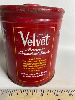 VIntage Velvet Pipe & Cigarette Tobacco Tin