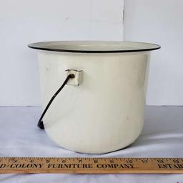 Vintage Enamel Bucket, White/Black