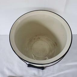 Vintage Enamel Bucket, White/Black