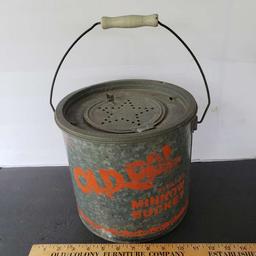 Vintage Old Pal Galvanized Metal Floating Minnow Bucket
