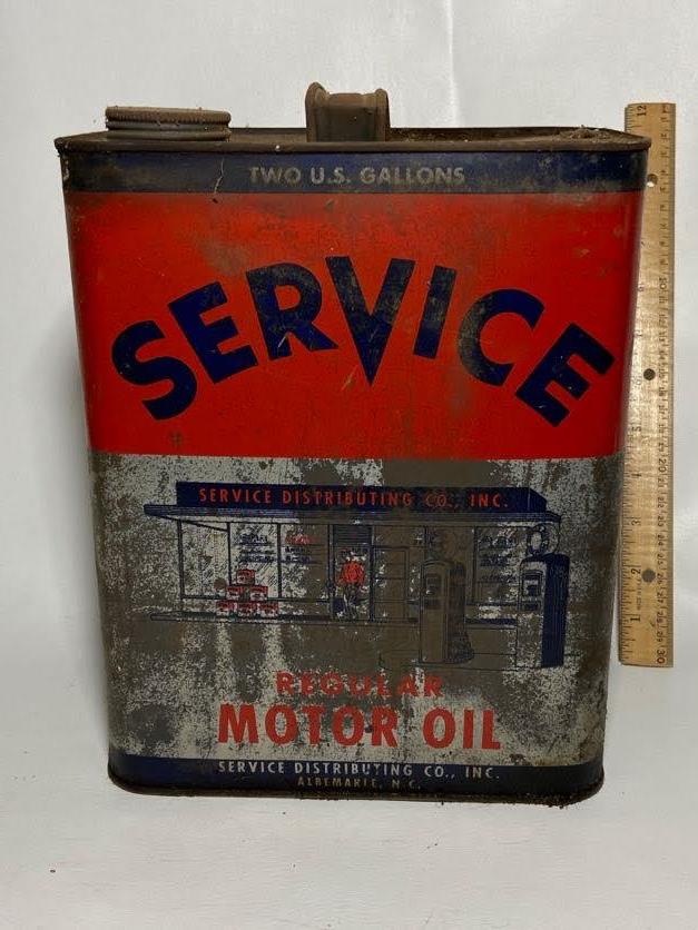 Service Regular Motor Oil 2 Gallon Advertisement Can