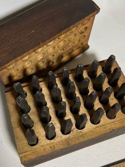 Set of Letter Stamps in Wooden Case