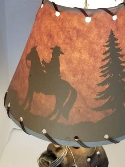 Molded Resin Cowboy Lamp