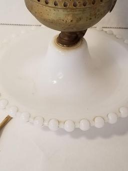 Pretty Vintage Floral Milk Glass Lamp