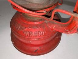 Vintage Red Winged Wheel Lantern Made in Japan