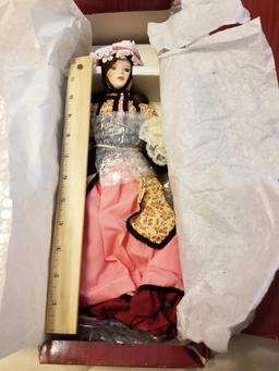 Pair of Vintage Victorian Porecelain Dolls in Boxes