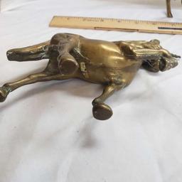 Pair of Vintage Brass Prancing Unicorn Figurines