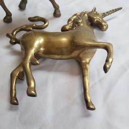 Pair of Vintage Brass Prancing Unicorn Figurines