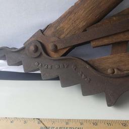 Antique 1878 Wagon Jack Made of Cast Iron, Wood and Steel