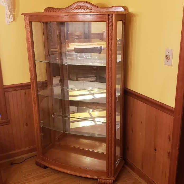 Pulaski Furniture Curved Front Curio Cabinet with 3 Glass Shelves, Side Entry, Lighted