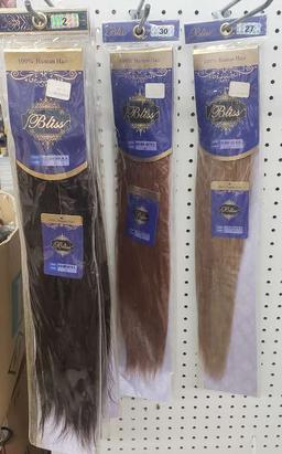 Lot of 63 Bliss 100% Human Hair in Various Colors and Styles