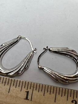 Pair of Sterling Silver Hoop Earrings