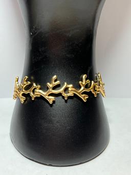 Gold Toned Reindeer Antler Bracelet