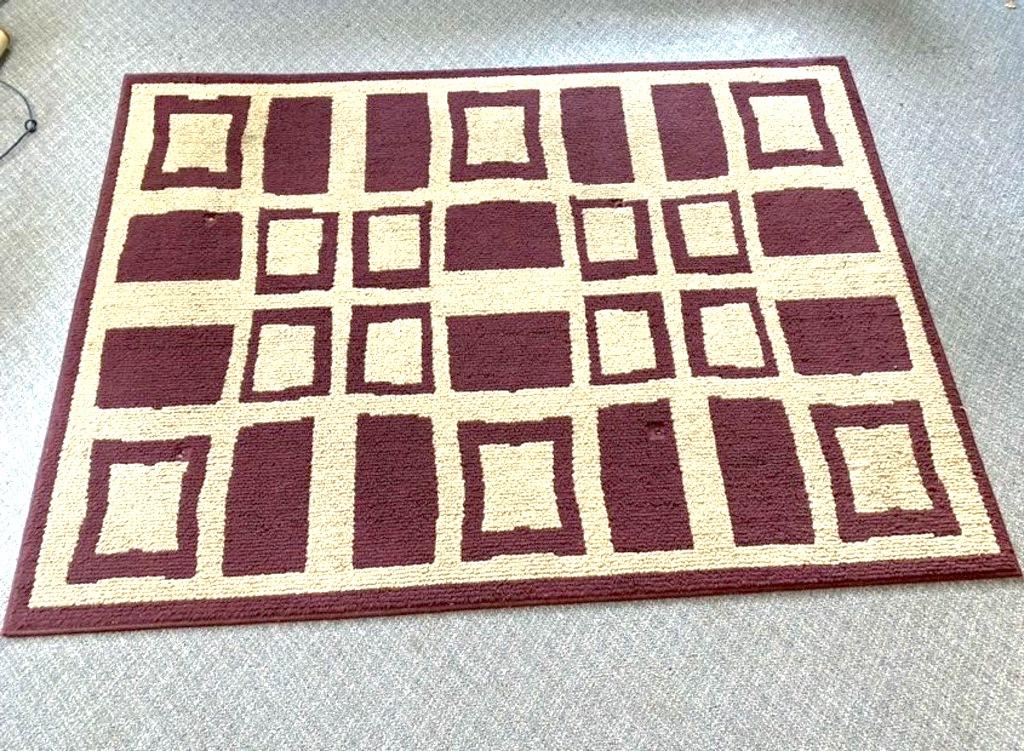 Burgundy & Beige Rectangular Area Rug