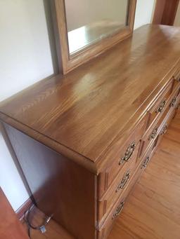 Vintage Wood Dresser and Mirror