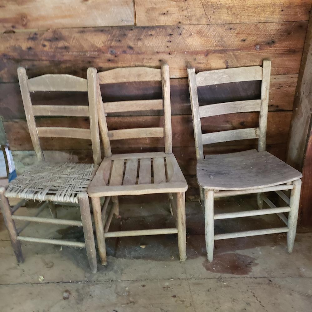 Lot of 4 Vintage Wooden Chairs