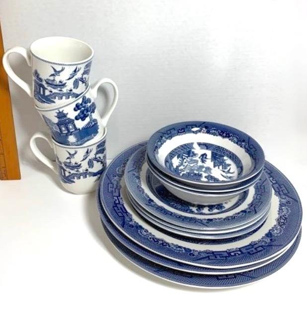 Lot of Johnson Bros. Blue Willow Dishes