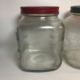 Lot of Large Vintage Lidded Square Jars