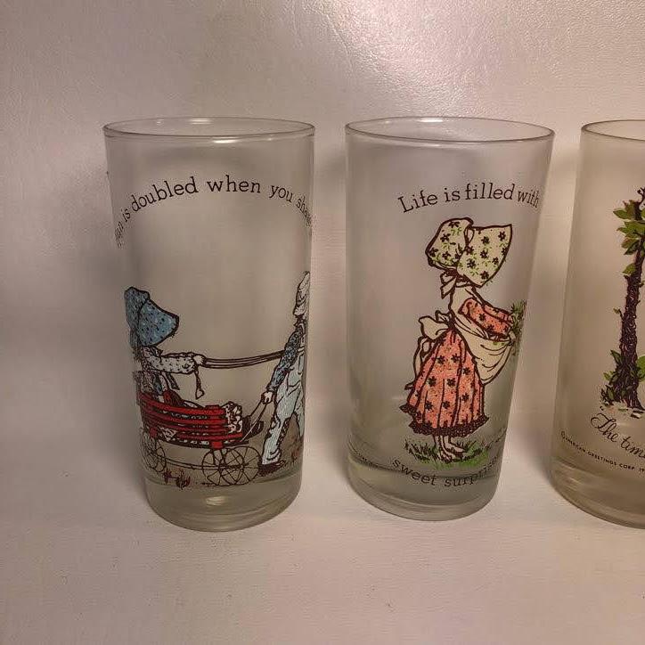 Set of 5 Holly Hobbie American Greetings Collectors Glasses