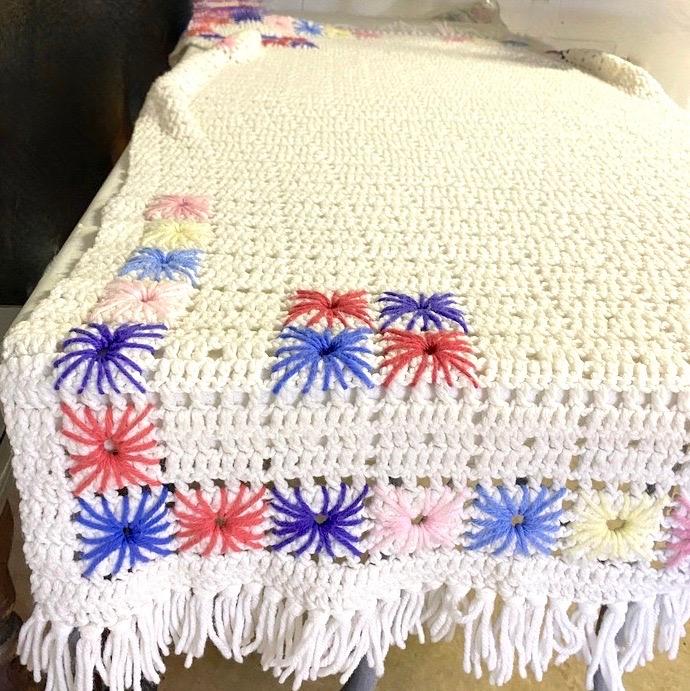 Vintage Handmade Crochet Throw