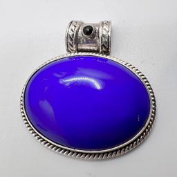 Sterling Silver Slider with Large Blue Stone