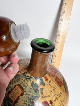 Beautiful Leather Wrapped Glass Decanter with Stopper Made in Italy